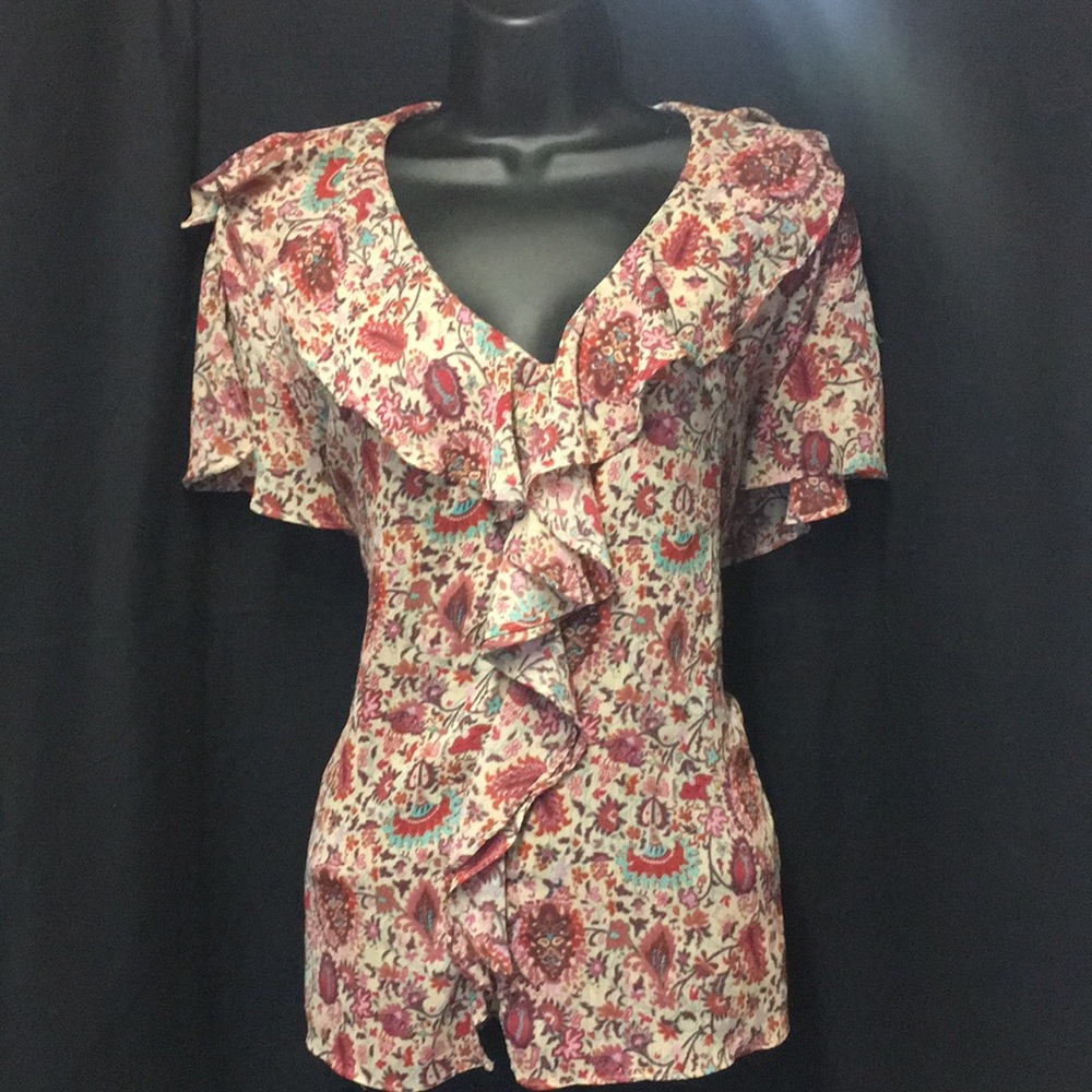 Chaps Ralph Lauren Ruffled short sleeve Blouse 16